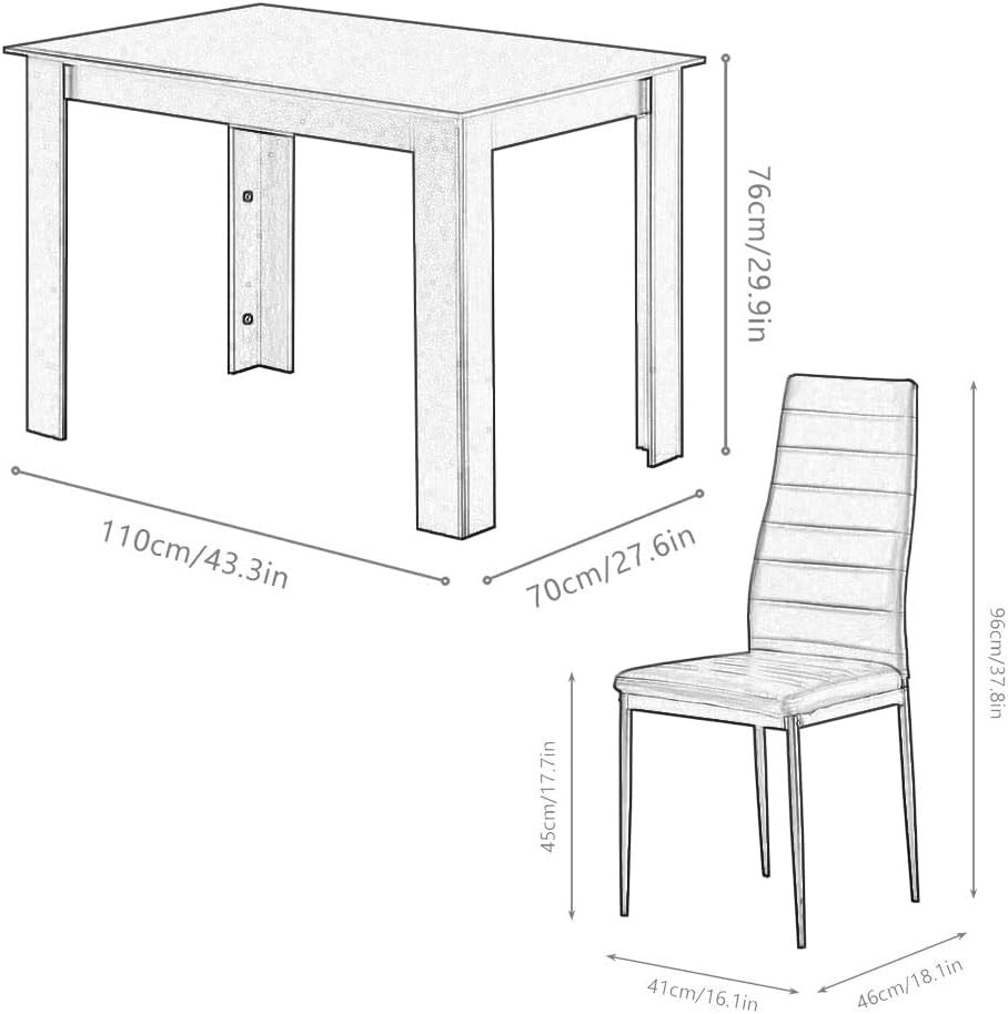 Modern 5-Piece Dining Set White Table White Velvet Chairs Compact Kitchen