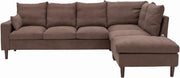 6 Seater L Shape Sofa with Chaise Brown Linen USB Charging Corner Couch