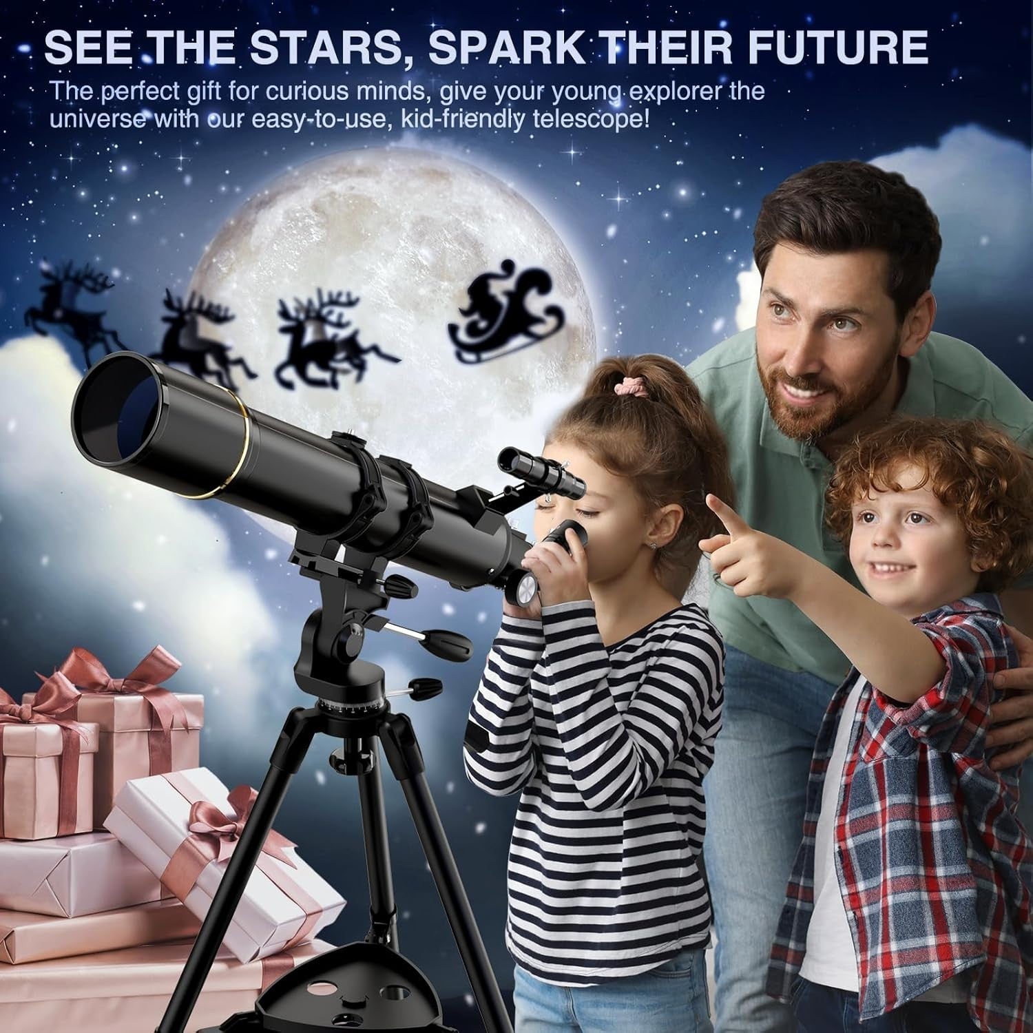 90mm Refractor Telescope for Adults & Beginners 800mm Focal Length