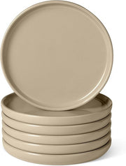 6pc Stoneware Salad Plates 21cm Microwave Dishwasher Safe Neutral Grey