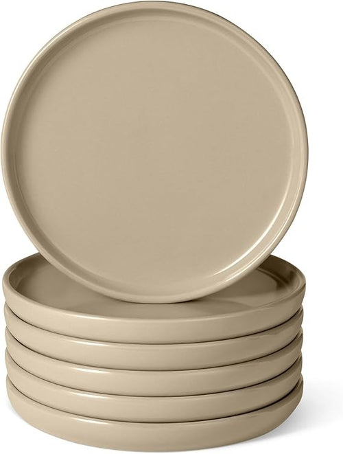 6pc Stoneware Salad Plates 21cm Microwave Dishwasher Safe Neutral Grey