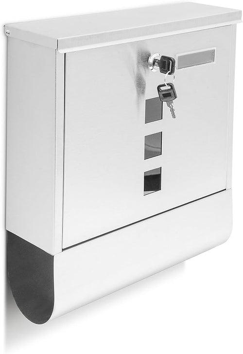 Wall Mounted Stainless Steel Mailbox Lockable Letterbox A4 Slot + Windows