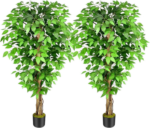Set of 2 Ficus Artificial Trees 5ft 150cm Lifelike Indoor Potted Faux Plant Home