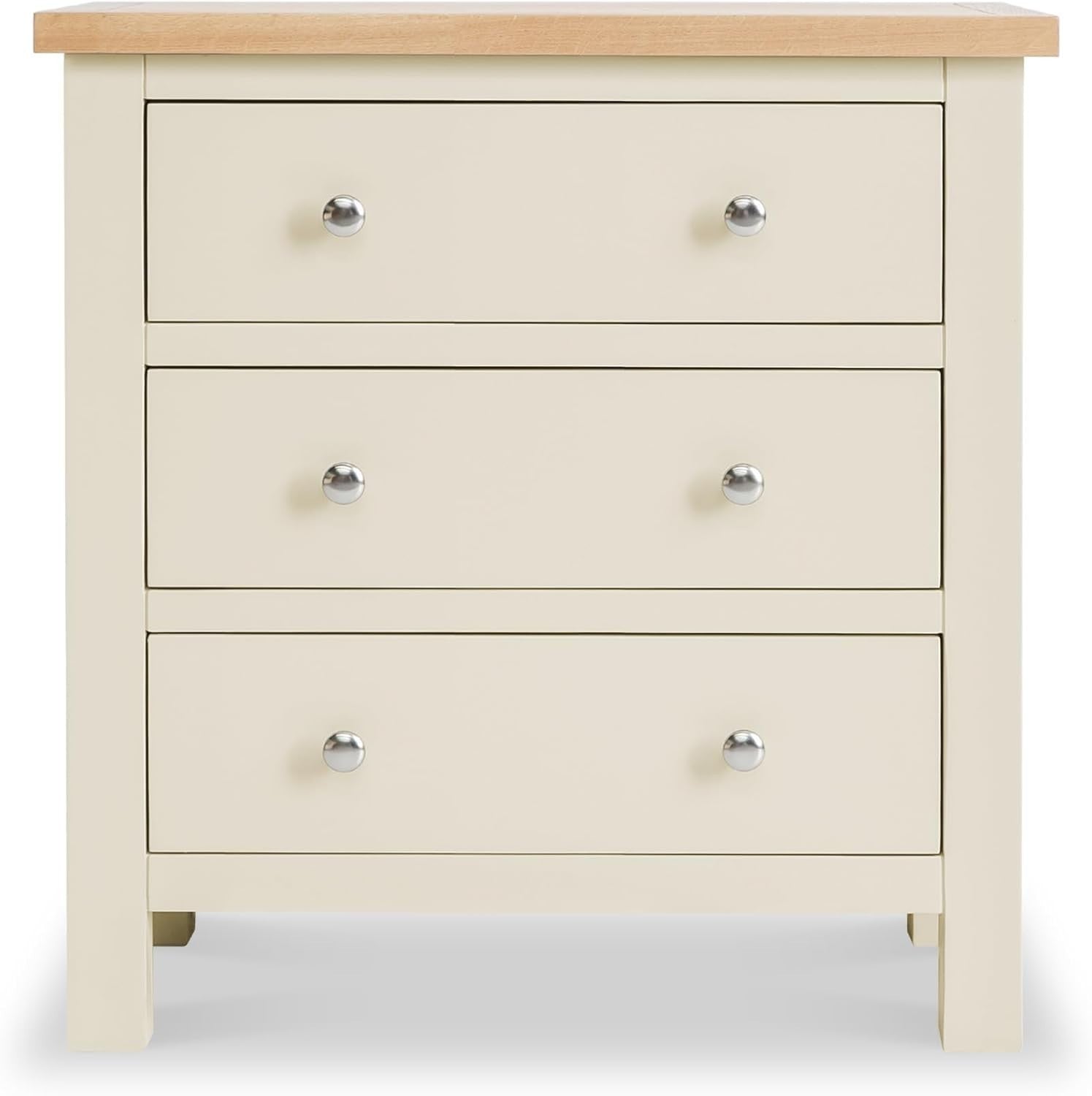 Cream Oak Top 3 Drawer Chest Solid Wood Bedroom Storage Unit Assembled