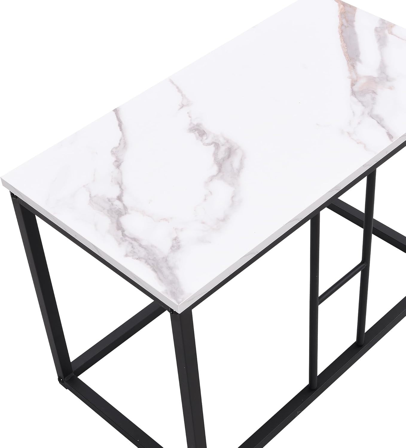 Modern 6-Seater Dining Table Set with Marble Effect Top & Cushioned Chairs