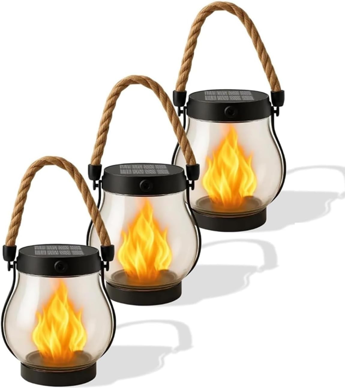 Solar Flame Lanterns 3PCS Outdoor Hanging Garden Lights