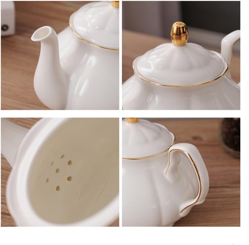 15 Piece White Bone China Tea Set Teapot Cups Saucers Classic Afternoon Tea