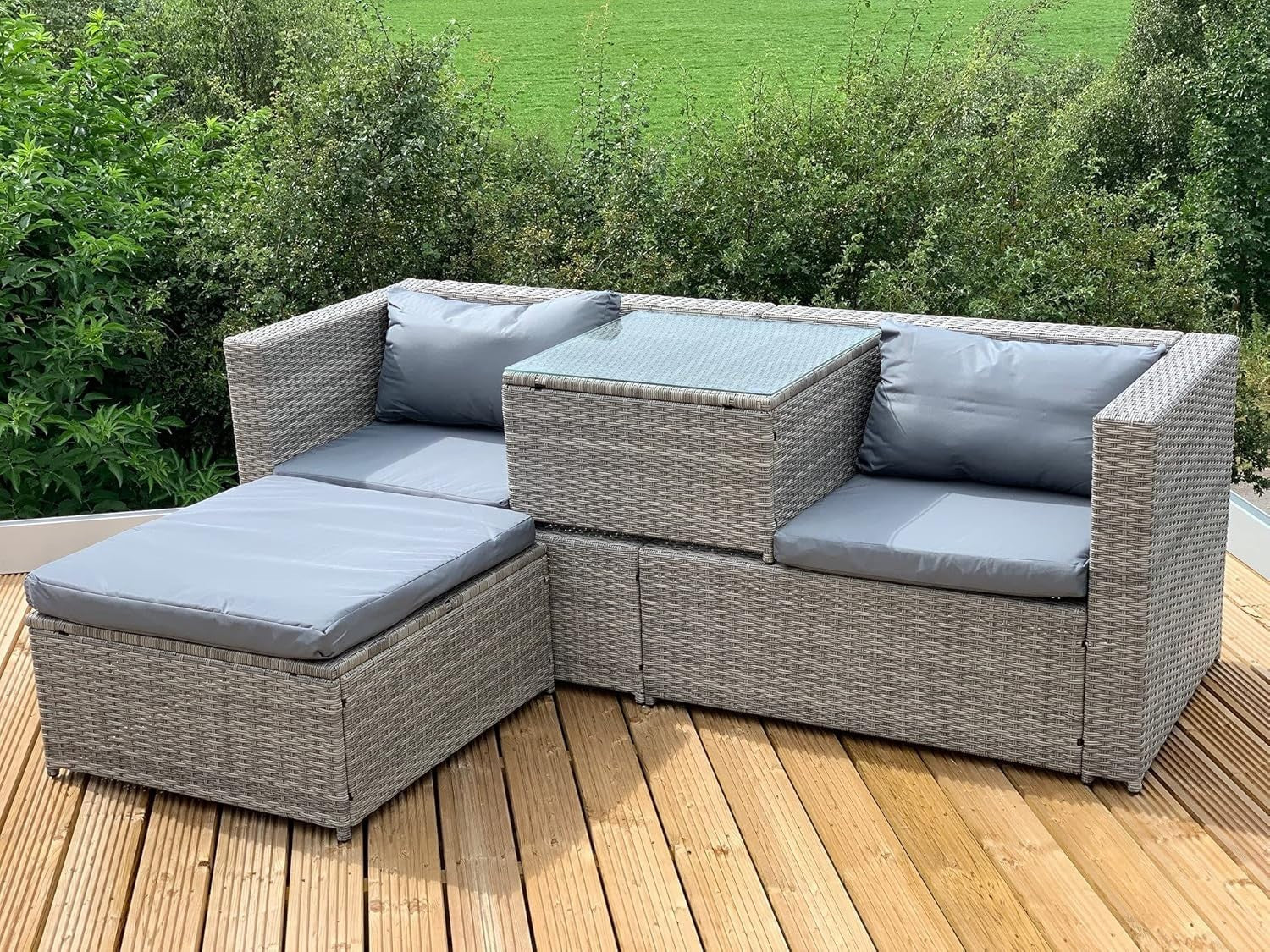 Outdoor Rattan Corner Sofa Set - Modular 4-Piece Patio Lounge, Weatherproof