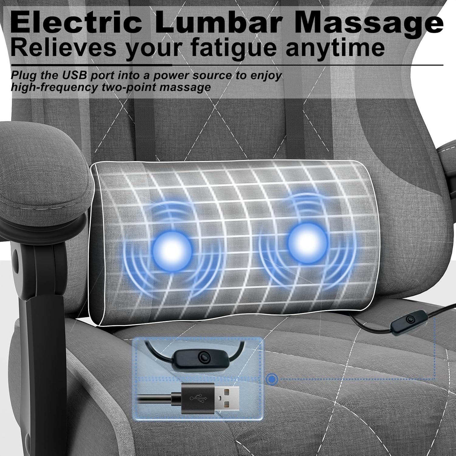Ergonomic Gaming Chair Recliner w/ Footrest Massage Lumbar 330lbs