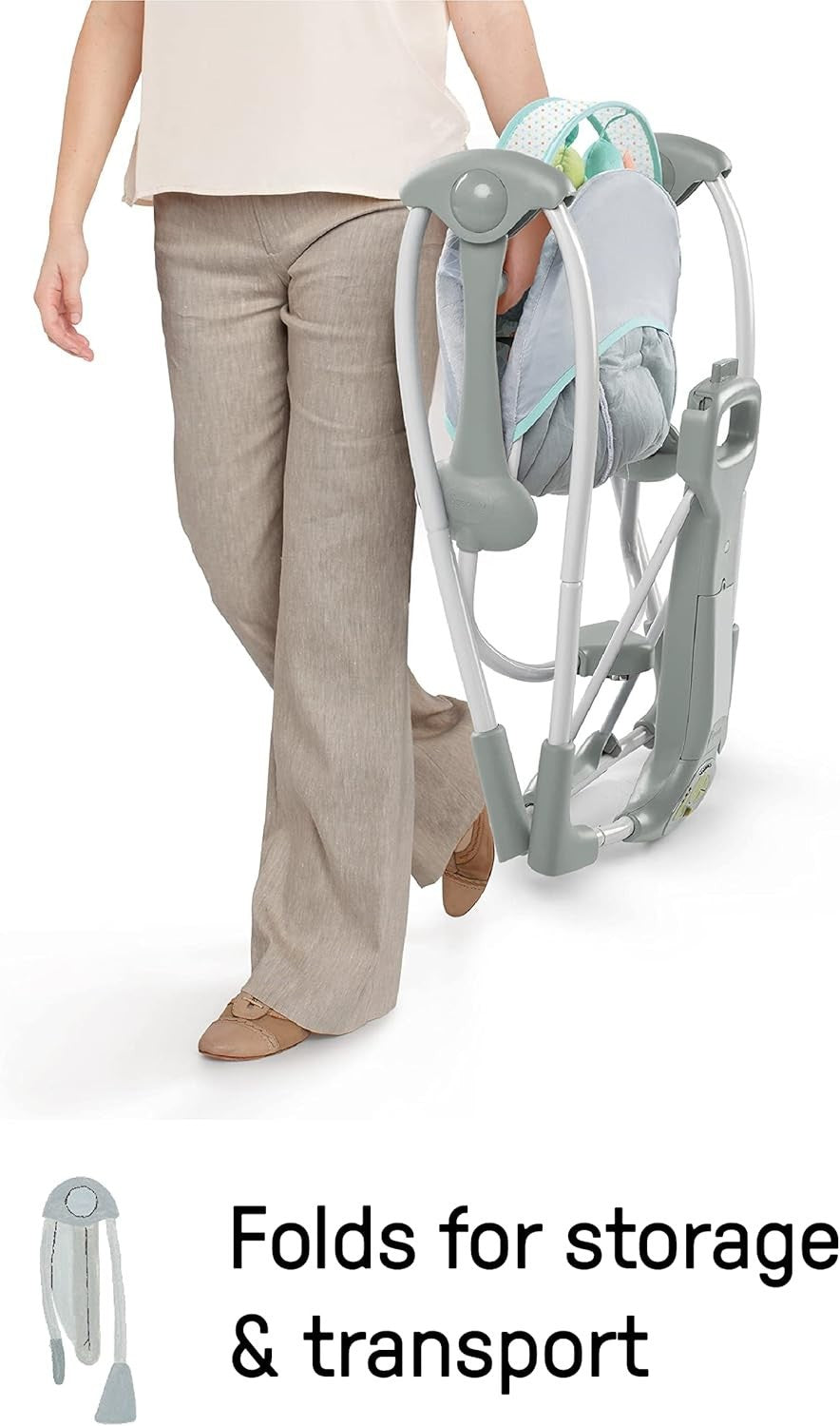 2in1 Baby Swing and Infant Seat with Music Vibrations Adjustable Portable Hoots