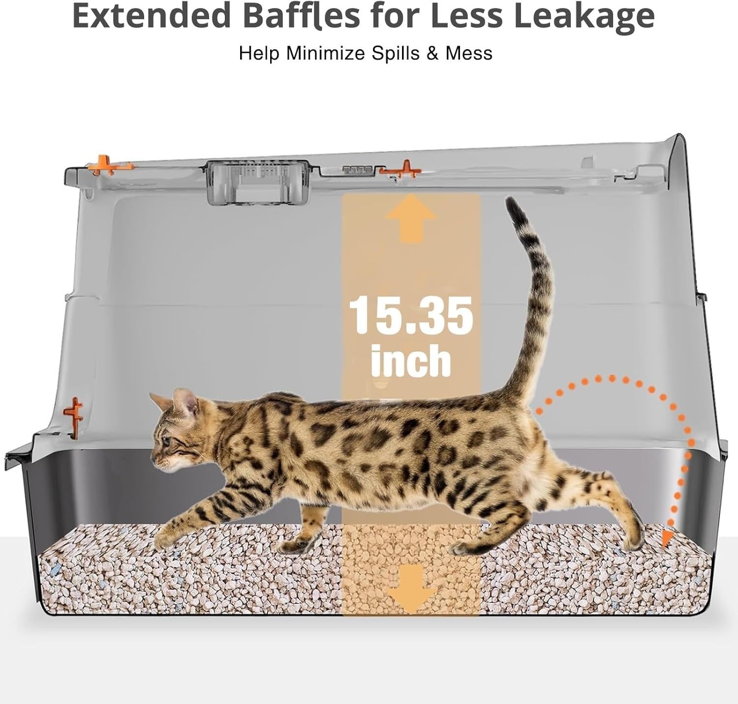XL Stainless Steel Cat Litter Box Front Top Entry High Sided Grey