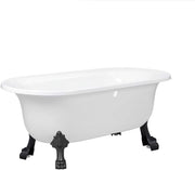 White Freestanding Roll Top Bath 1730x780mm Black Claw Feet