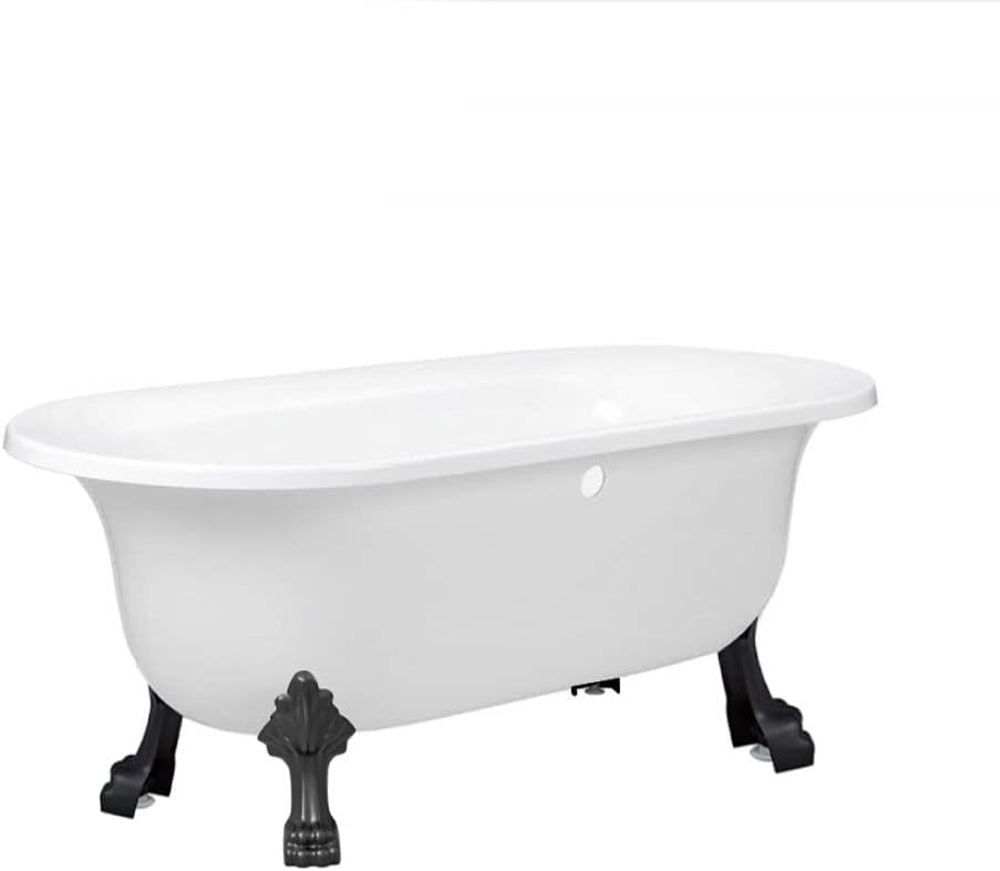 White Freestanding Roll Top Bath 1730x780mm Black Claw Feet
