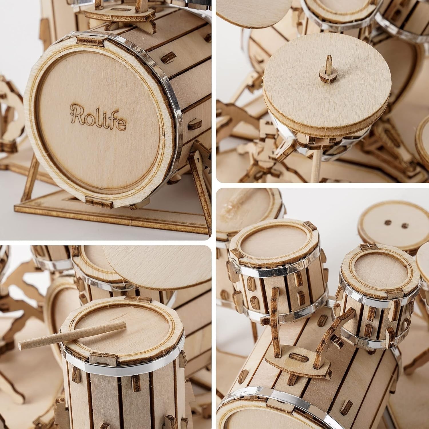 3D Wooden Drum Puzzle Kit DIY Musical Instrument Model Craft Toy 246 pcs