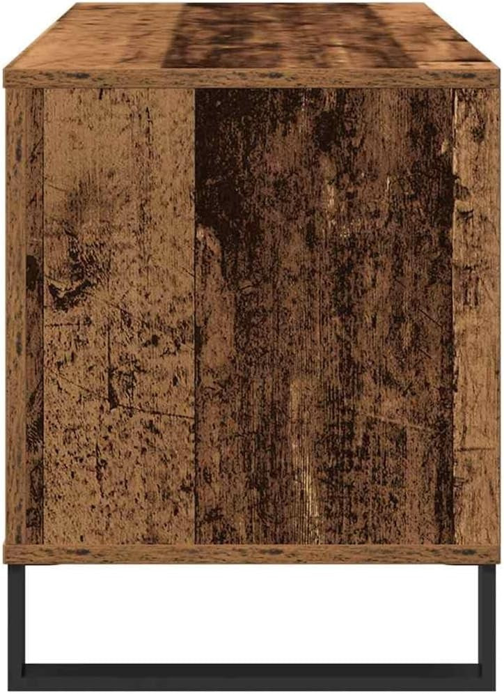 Rustic Solid Wood Media Storage Cabinet with 5 Shelves – Durable & Stylish