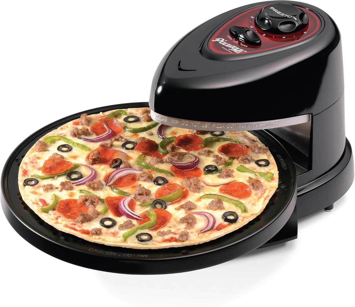 Rotating Electric Pizza Oven | Nonstick Indoor Pizza Maker with Timer & Dual Hea