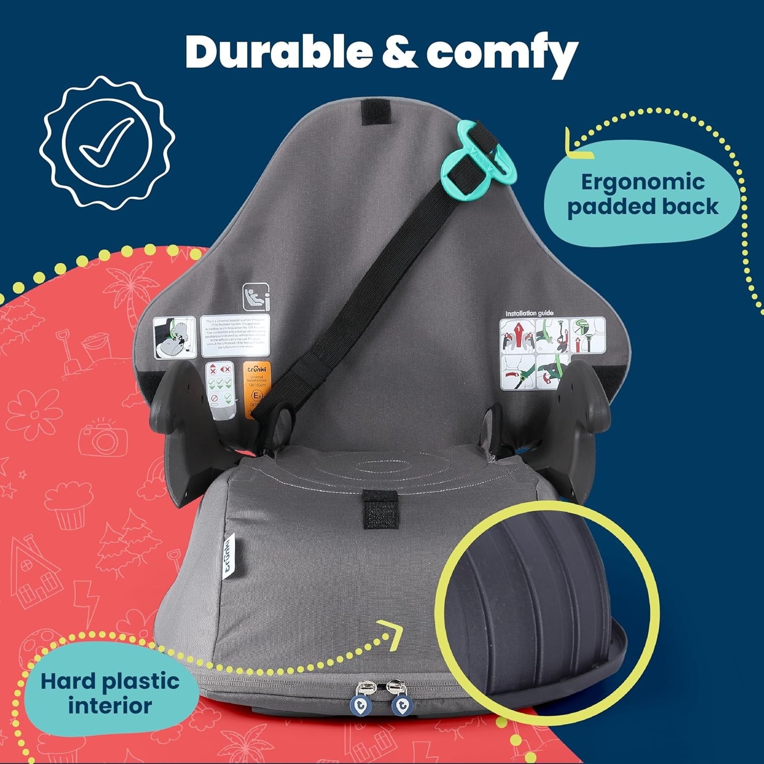 i-Size Travel Booster Car Seat Backpack 126–150cm Portable Foldable