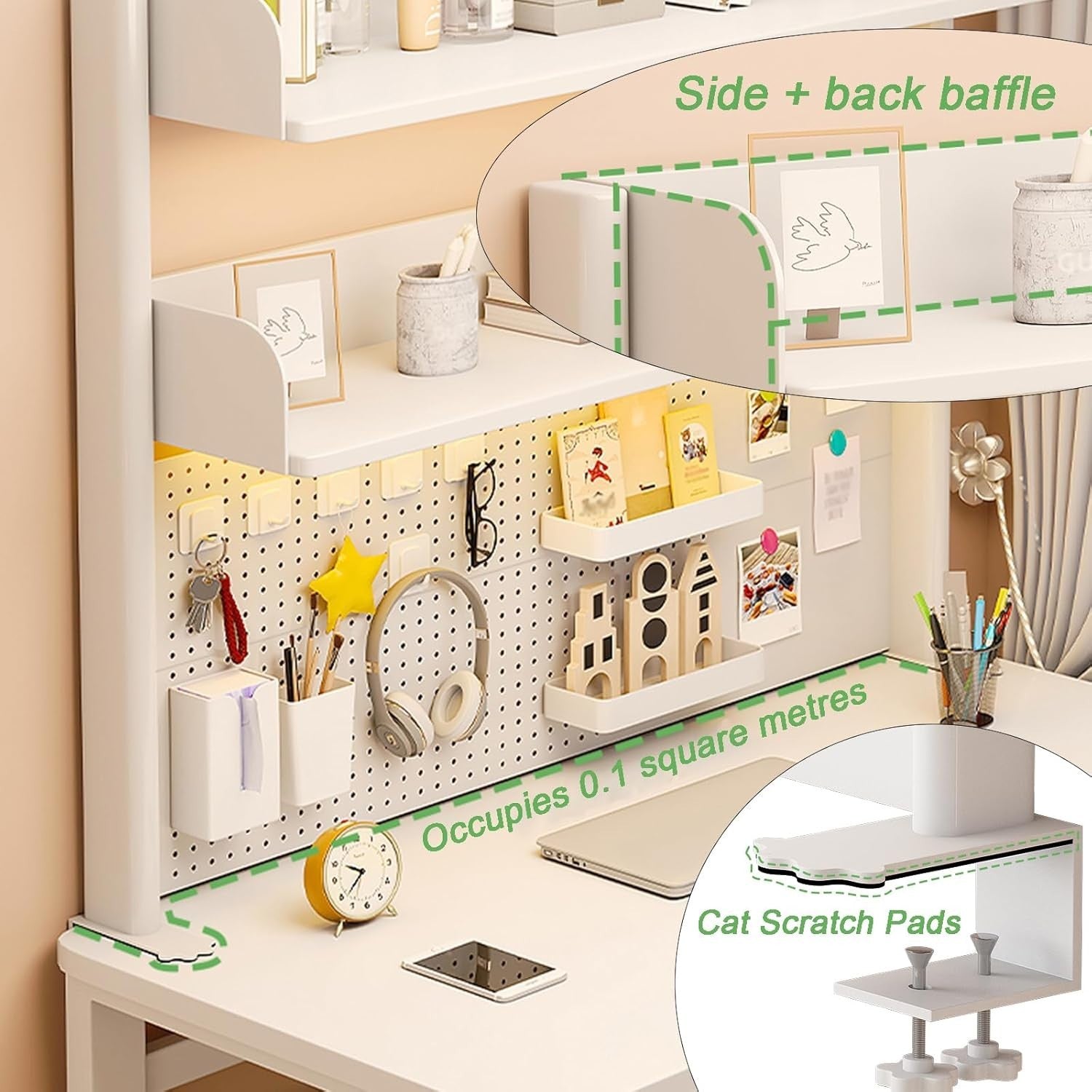 Clamp-On Desk Organizer Shelf 2-Tier Adjustable Desktop Hutch Rack 80cm Black