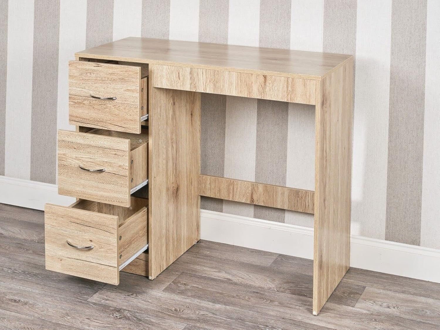 3 Drawer Chest of Drawers Oak Wood Bedroom Storage Cabinet Sturdy Flat Pack