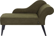 Vintage Right Hand Olive Green Fabric Chaise Lounge Retro Soft Upholstery