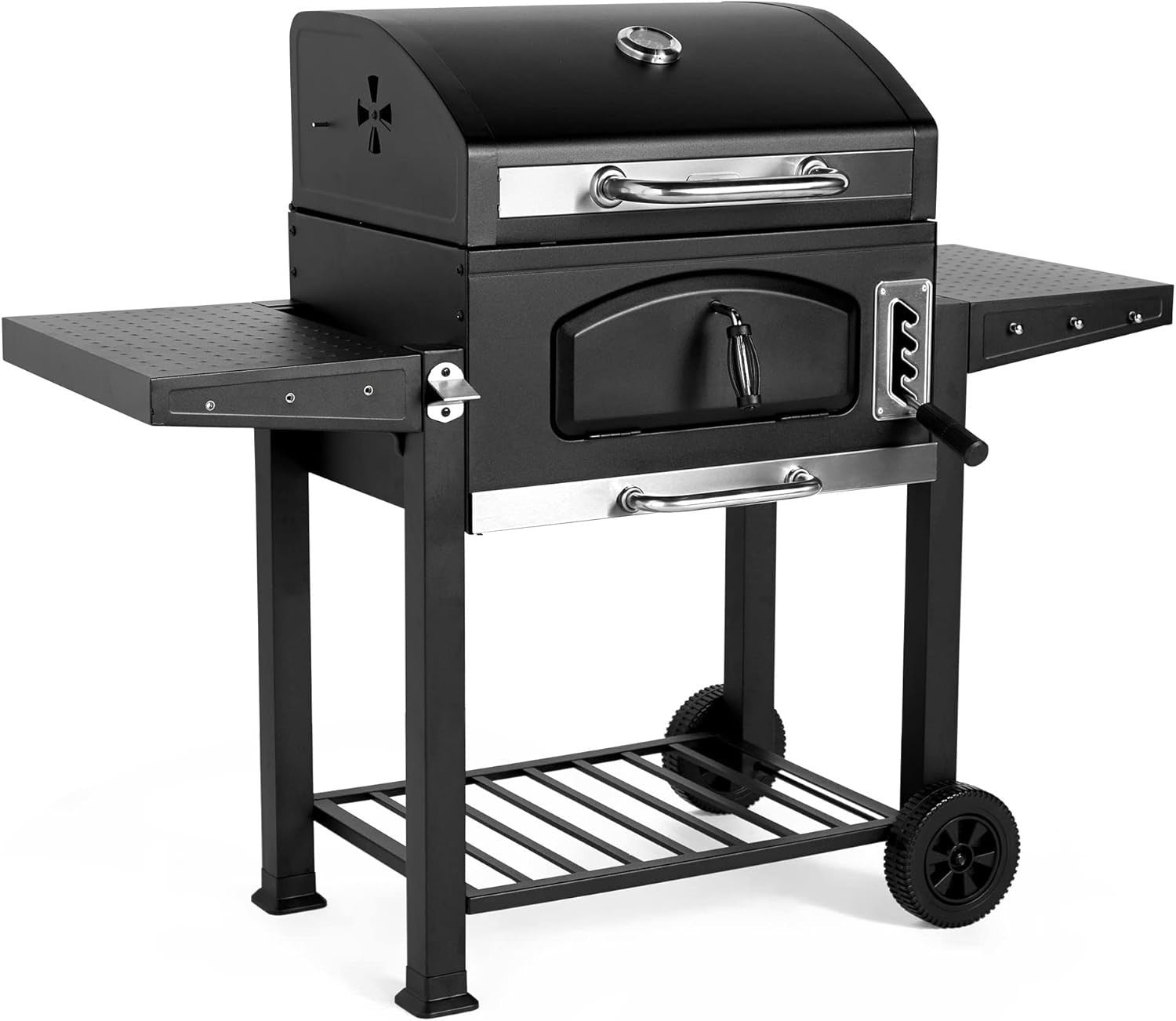 XL Charcoal BBQ Smoker with Adjustable Tray & Thermometer – Outdoor 2-in-1 Grill