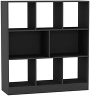 Modern Black 8-Cube Asymmetrical Bookcase – Freestanding Storage Display Unit