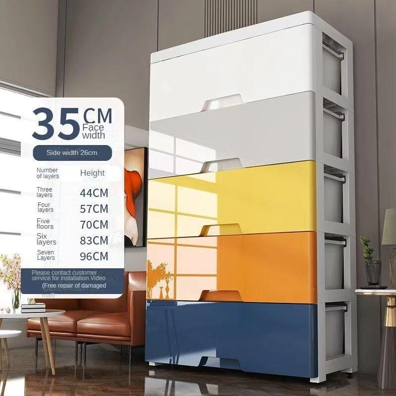 Multicolour 5 Drawer Plastic Storage Cabinet Clothes Box for Bedroom