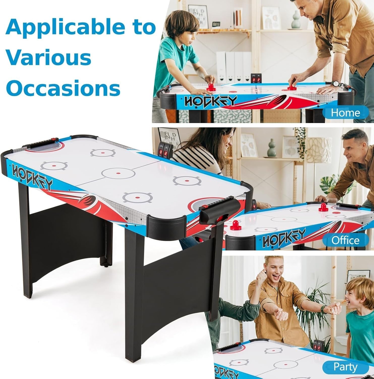 48 Inch LED Air Hockey Table 12V Motor Infrared Scoring Arcade Play