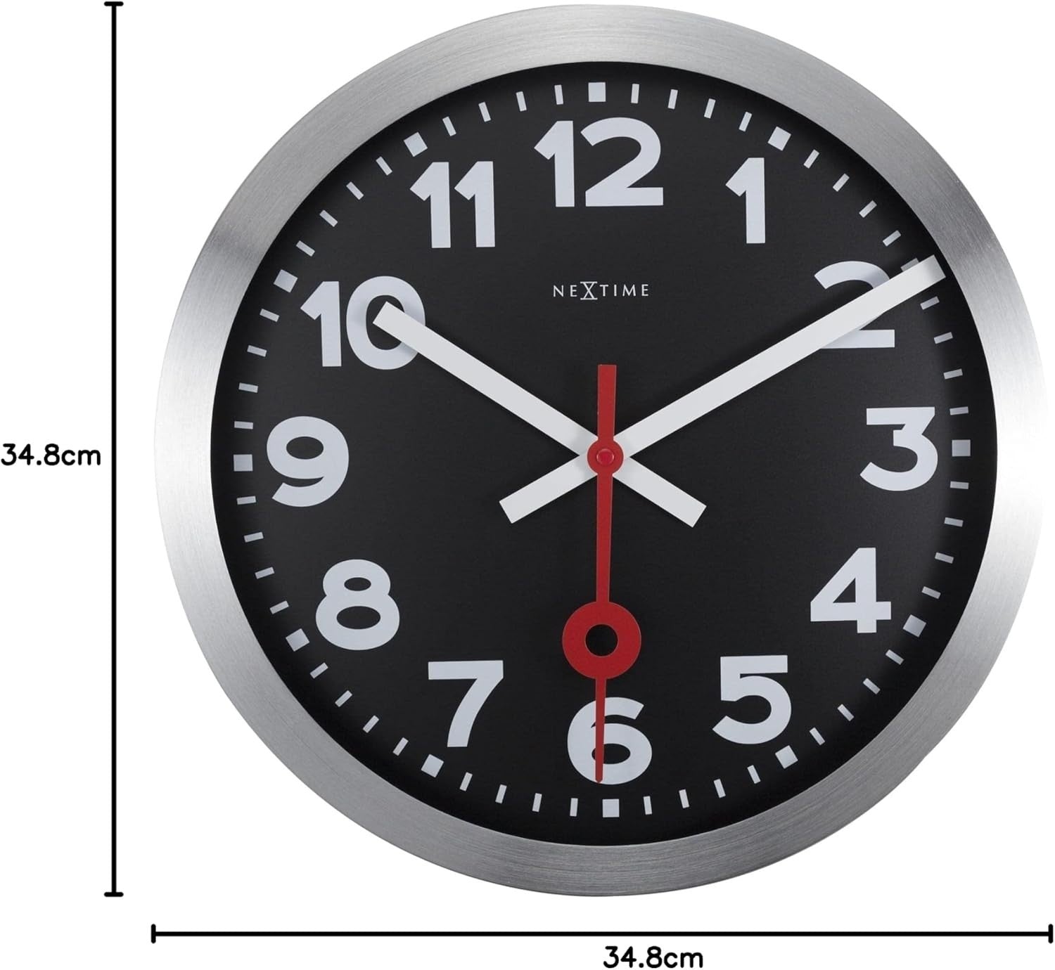 Silent Wall Clock Black 35cm Large Face Office Home Quartz Modern