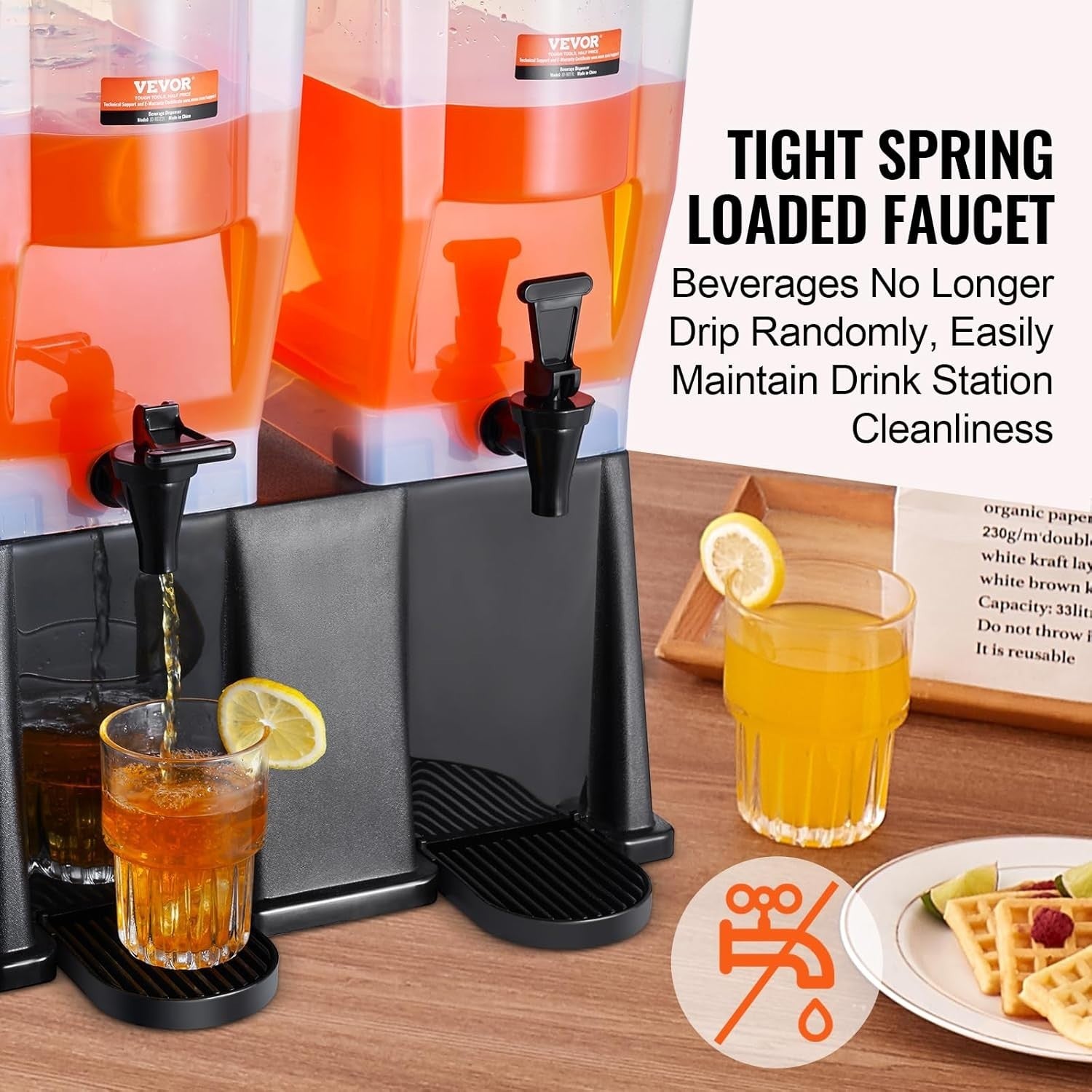 Double Drink Beverage Dispenser 20L | Dual Tank Juice Lemonade Iced Tea Stand
