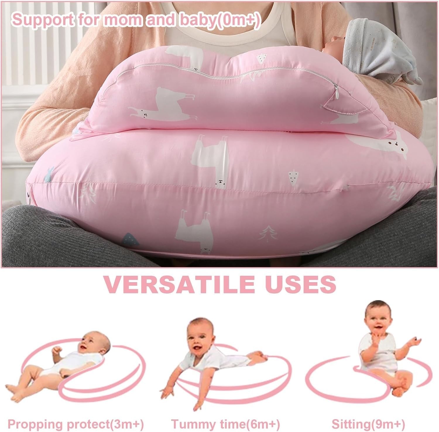 Breastfeeding Nursing Pillow 32" Maternity Support Feeding Cushion Pink