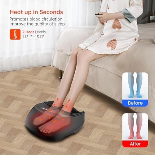 Shiatsu Foot Massager with Heat, Compression, Vibration & Remote Control