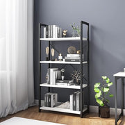 White Industrial 4-Tier Bookshelf Metal Frame Display Storage Shelving Unit