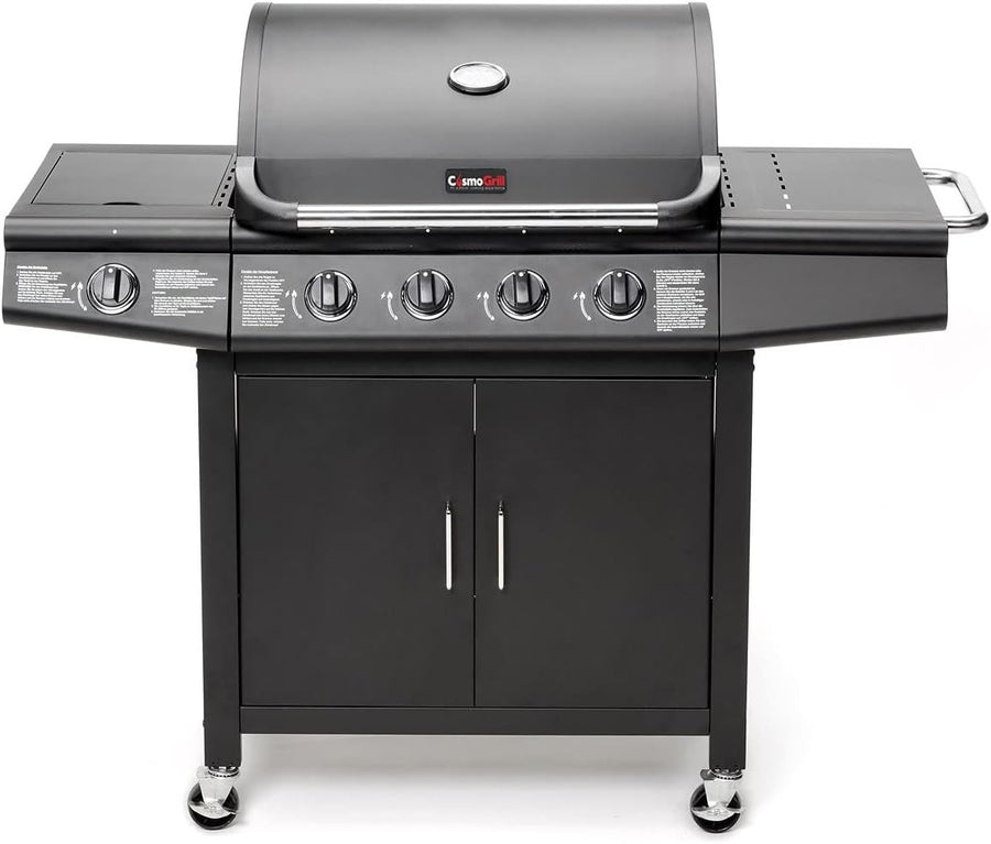 5 Burner Gas BBQ Grill with Side Burner & Warming Rack | Outdoor Garden Cooking
