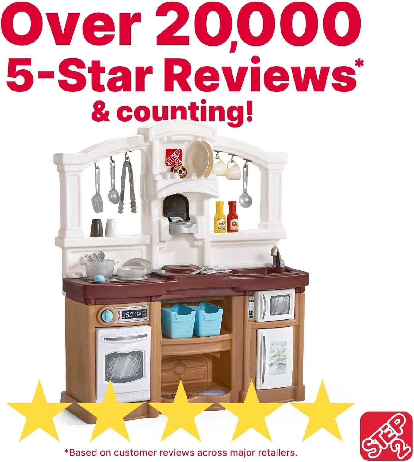 Kids Play Kitchen w/ Sound Accessories Plastic Brown Pretend Toy