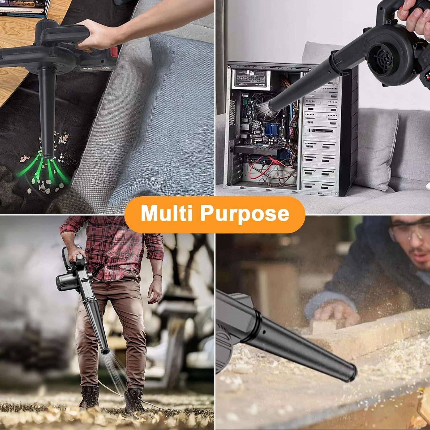 21V Cordless Leaf Blower Vacuum Dual Battery Lightweight Garden Cleaner