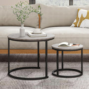 Round Nesting Coffee Table Set of 2 – Modern Space-Saving Side Tables, Metal