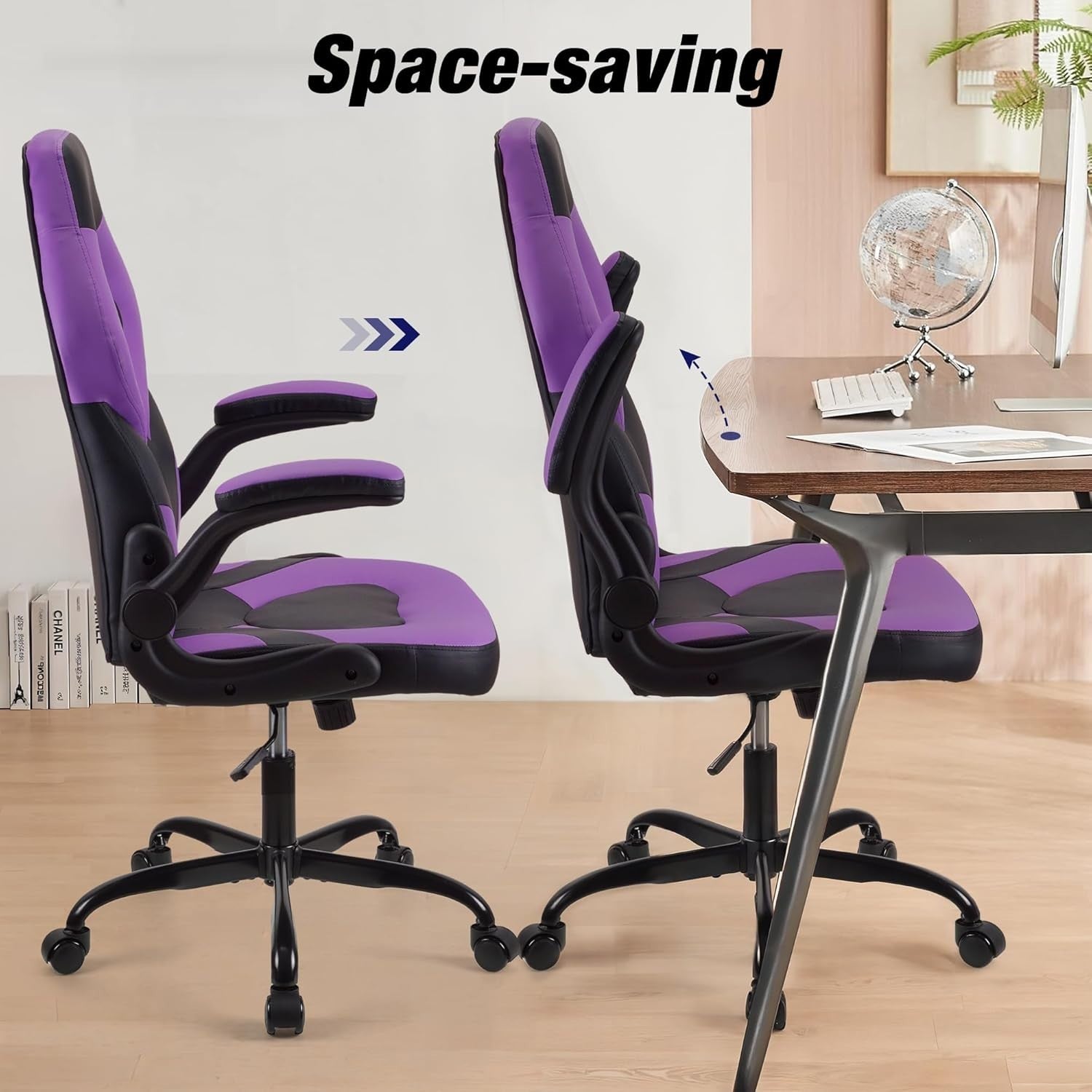 Purple Gaming Chair Office Racing Swivel PU Leather Ergonomic Headrest 200kg