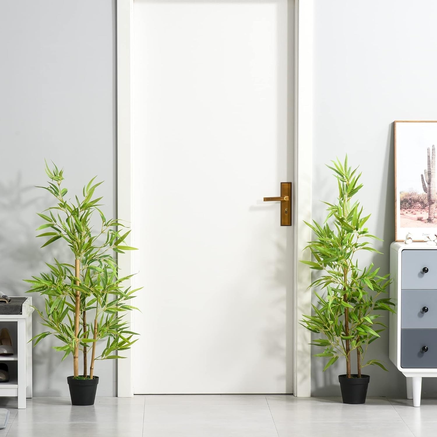 Set of 2 Artificial Bamboo Trees 120cm 4FT Faux Green Plants Home Garden Decor