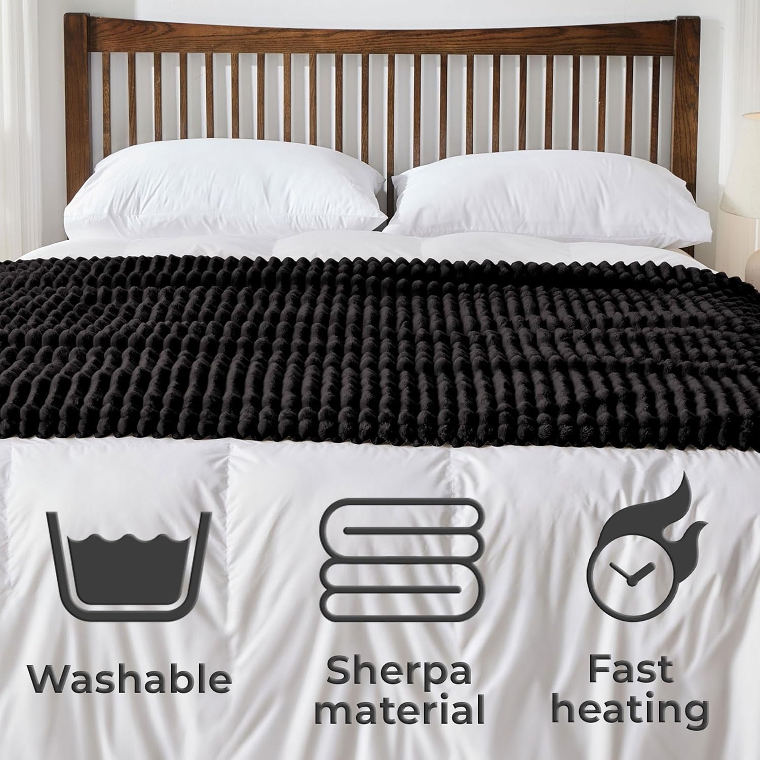 Electric Heated Blanket Throw Fleece Overblanket Timer Washable