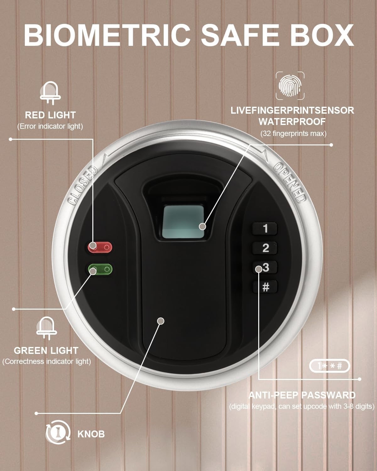 Biometric Fingerprint Safe Box Digital Lock Cash Document Security 34L