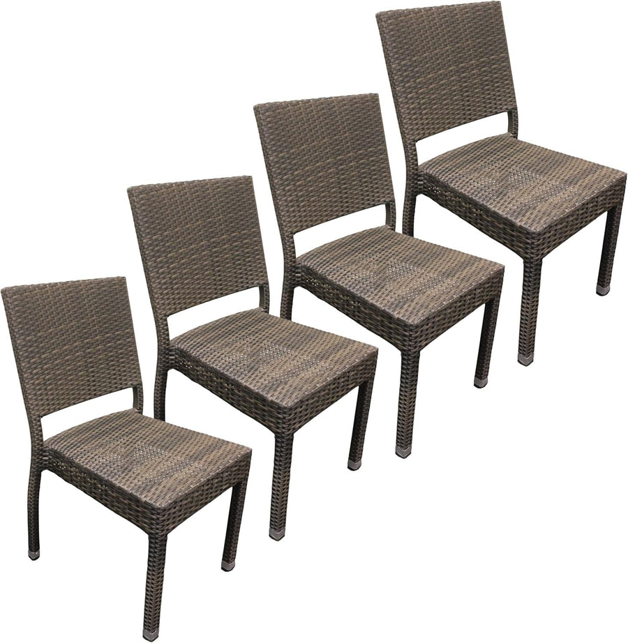 Set of 4 Rattan Dining Side Chairs Stackable Garden Patio Commercial Seats