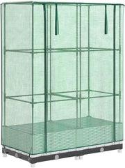 Raised Garden Planter with Greenhouse Cover 80x40x123cm | White Rattan Look