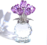 Purple Crystal Tulip Ornament – Luxury Glass Flower Bouquet Gift for Her Décor