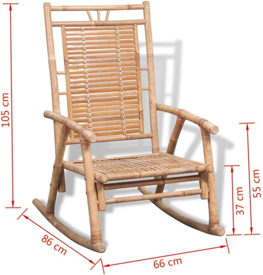 Weather-Resistant Bamboo Rocking Chair Easy Clean Natural Indoor Outdoor