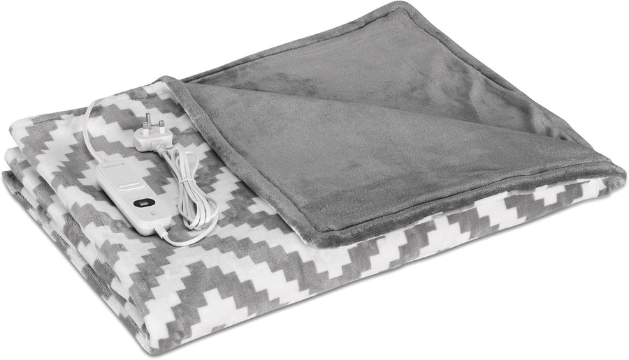 Electric Heated Throw Blanket Checked Design 3 Heat Auto Off Washable 180x130