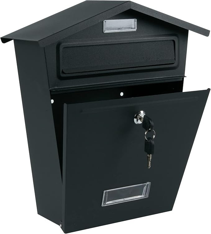 Lockable Wall Mount Mailbox Waterproof Steel Post Letter Box Secure Holder