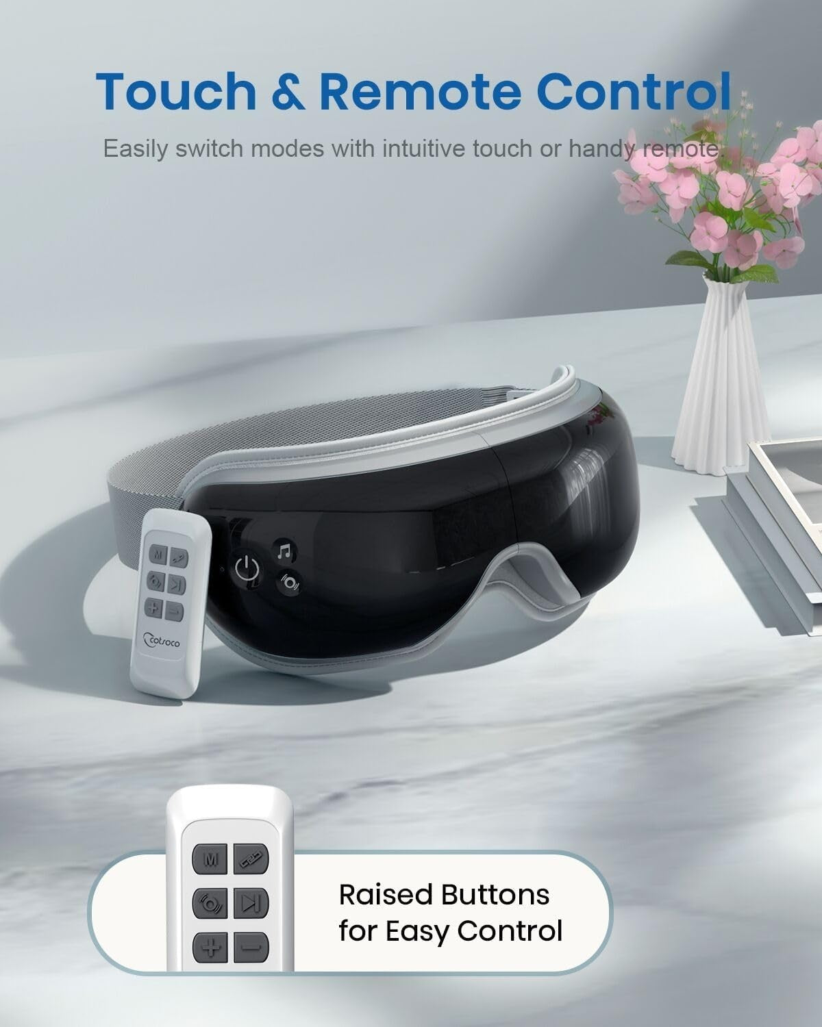 Heated Eye Massager Compression Remote Bluetooth Foldable