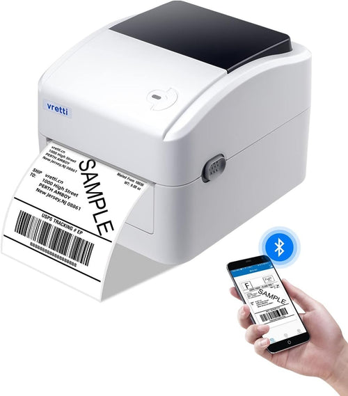 Bluetooth Thermal Label Printer 4x6 USB Wireless Grey White for Business