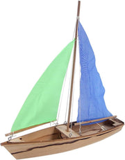 Wooden Sailing Boat Model Kit for Kids, DIY 3D Puzzle with Fabric Sails